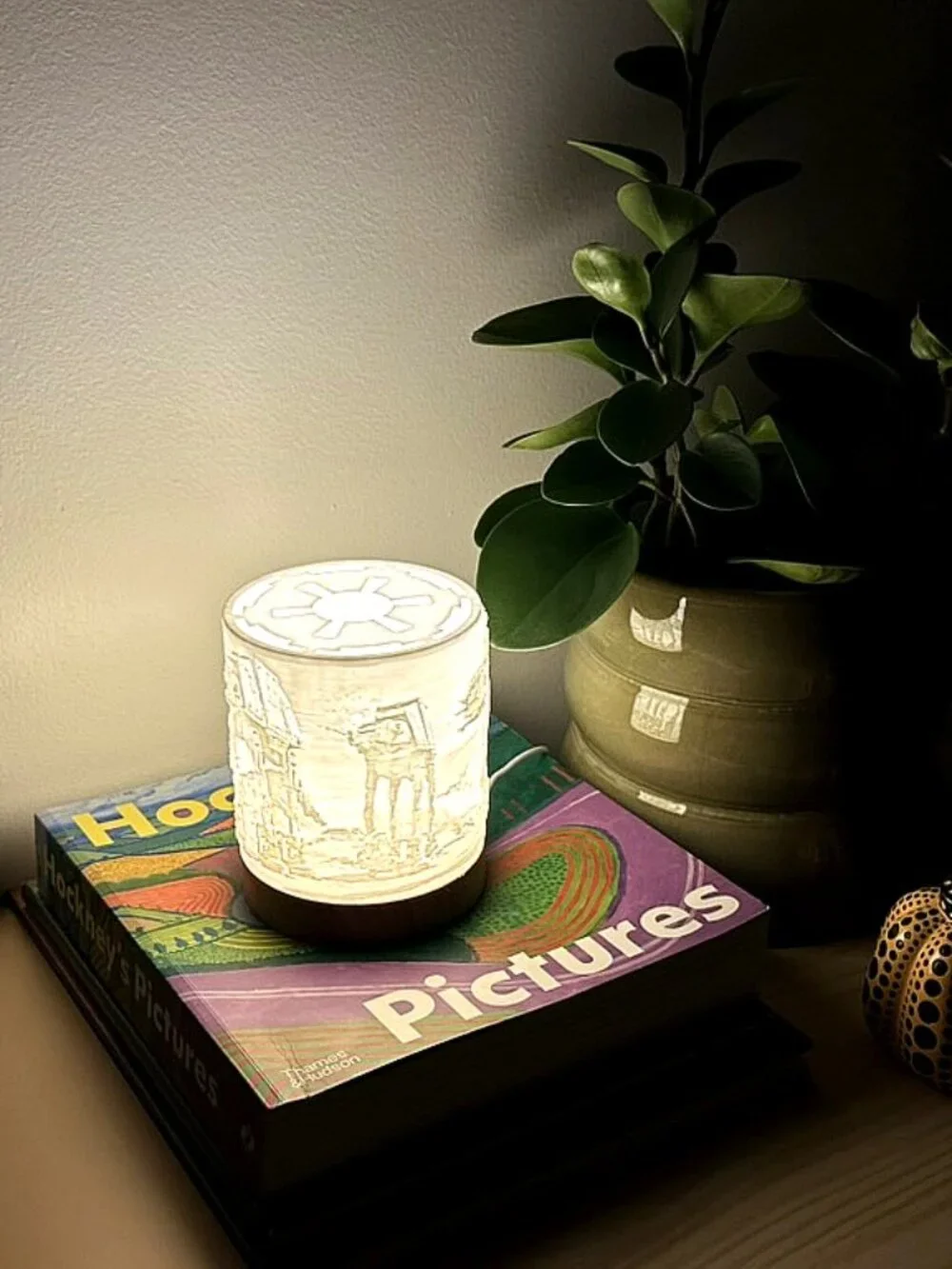 Star Wars AT-AT 3D Printed Lantern Lamp | LED Night Light with Wooden Base